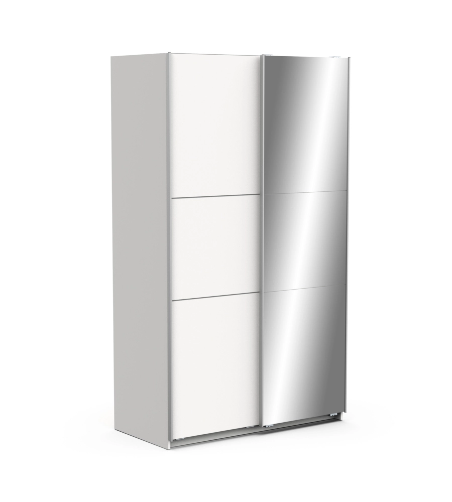 ARMADIO "GHOST" BIANCO CON ANTE SCORREVOLI E SPECCHIO, 116X59X203 CM